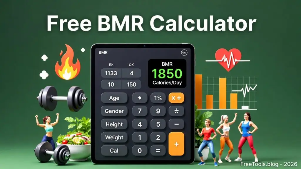 bmr calculator | basal metabolic rate calculator | free bmr calculator | calculate bmr online | bmr calculator for weight loss | resting metabolic rate calculator | daily calorie need calculator | bmr formula | bmr calculator for women | bmr calculator for men | accurate bmr calculator | harris benedict bmr calculator | bmr and tdee calculator | resting energy expenditure calculator | calorie intake calculator | weight loss calculator | fitness calculator | metabolism calculator | bmr by age | bmr by weight | bmr for muscle gain | bmr for fat loss | maintenance calories calculator | daily energy expenditure calculator | metabolic rate test Free BMR Calculator, health calculators freetools.blog