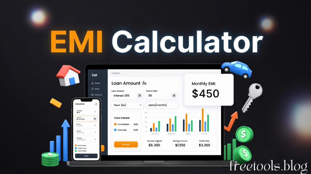 emi calculator | loan emi calculator | home loan emi calculator | car loan emi calculator | personal loan emi calculator | emi calculator online | monthly emi calculator | loan calculator | emi calculation formula | interest rate calculator | loan repayment calculator | emi calculator free | calculate emi online | loan installment calculator | home loan calculator | car loan calculator | personal loan calculator | education loan emi calculator | bike loan emi calculator | mortgage calculator | loan interest calculator | monthly installment calculator | loan payment calculator | amortization calculator | emi schedule calculator | loan amount calculator | interest rate calculator online | loan tenure calculator | loan eligibility calculator | emi per lakh calculator emi calculator | loan emi calculator | home loan calculator | car loan emi calculator | monthly installment calculator | loan interest calculator EMI Calculator is a free online tool that helps you calculate your monthly loan installments instantly. Whether you're planning to take a home loan, car loan, personal loan, or education loan, this EMI calculator shows you exactly how much you'll need to pay each month. Simply enter your loan amount, interest rate, and loan tenure, and our calculator instantly shows your monthly EMI, total interest payable, and the full amortization schedule. Perfect for home buyers planning their budget, car buyers comparing loan options, students planning education loans, or anyone who wants to understand their loan obligations before borrowing. Make informed financial decisions with accurate EMI calculations. No sign-up required, 100% free, and completely private.